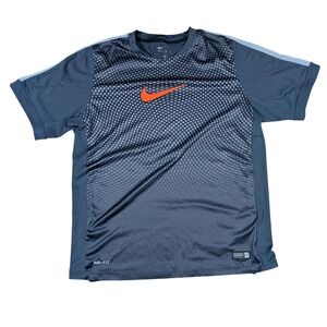 Nike Dri Fit Football Men's Medium‎ T-shirt Grey Polyester Performance Train Gym